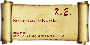 Kolarics Edvarda névjegykártya
